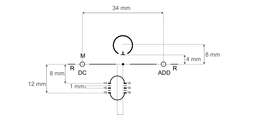 Lens fitting diagram showing engraving positions and dimensions